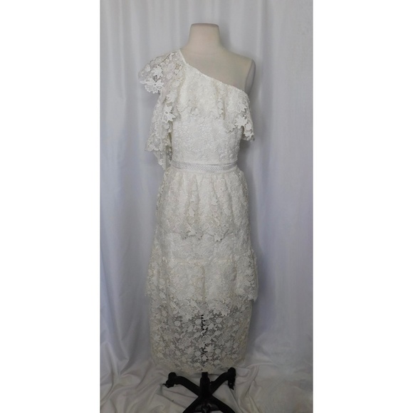 NWT!! JOIE Belisa White Lace Dress One Shoulder Porcelain Bridal Rehearsal 6 - Picture 3 of 16